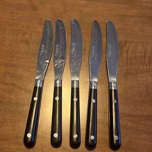 Washington Forge Mardi Gras Black Stainless‎ knives 5 Silverware flatware